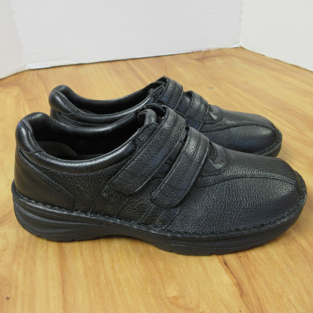 DREW‎ Whitehall Black Leather Casual Shoes 8 XTRA WIDE 4E Adjustable Sneaker NEW